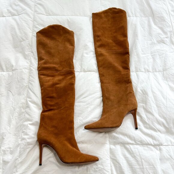 Schutz Anamaria Over the Knee Suede Boots in Wood Brown Size 8.5B EUC - Picture 4 of 8
